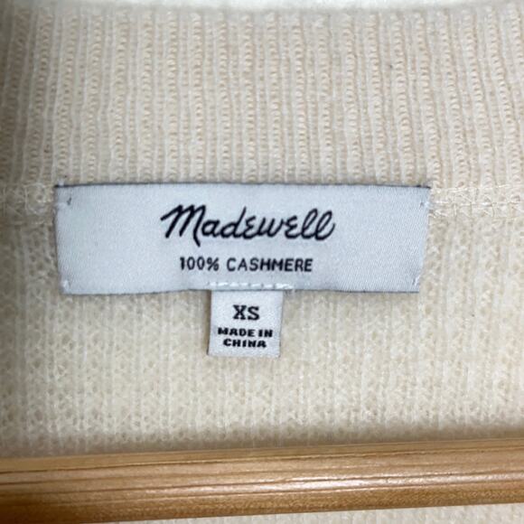 MADEWELL (Re)sponsible Cashmere Shrunken Sweatshirt Placed Stripe Ivory {3F42} - Picture 5 of 7